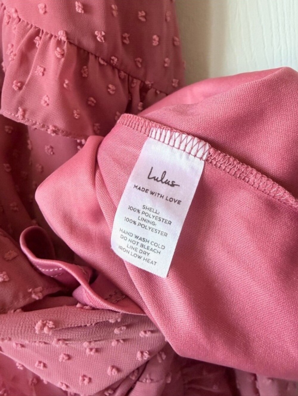 Lulus Rusty Rose Swiss Dot Ruffle Midi Dress Medium - Picture 11 of 11